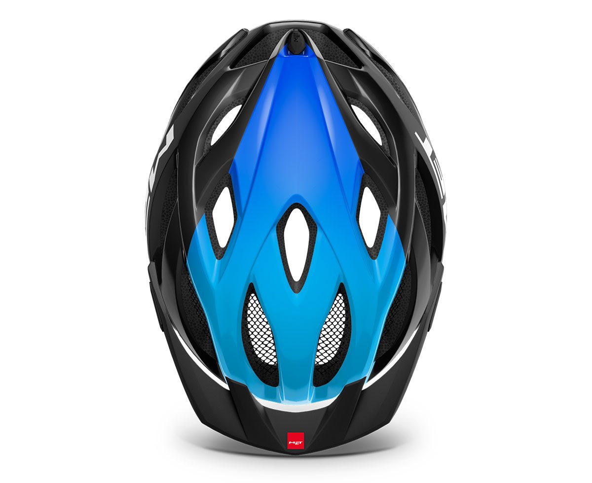 Blue Black MET Crossover Bicycle Safety Helmet Integrated LED Size XL 60-64cm 