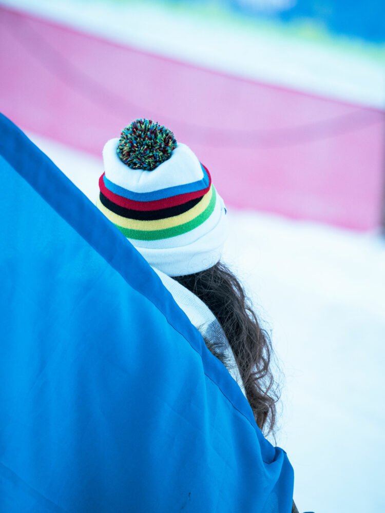 A Cyclocross fan with World Champion stripe bobble hat